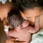 baby and mom, skin to skin during golden hour after birth